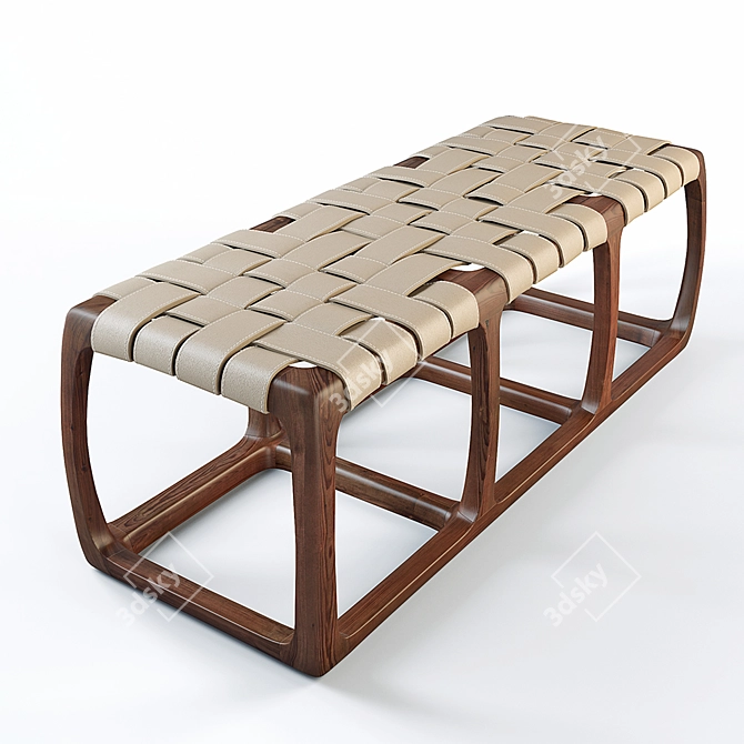 Modern Wooden Bungalow Bench 3D model image 1