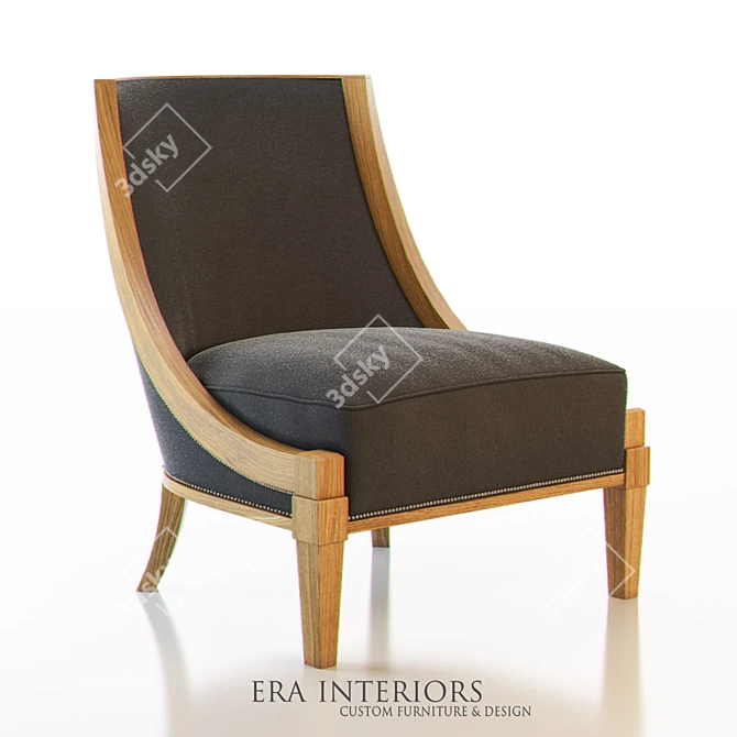 Elegant Art Deco Slipper Chair 3D model image 1