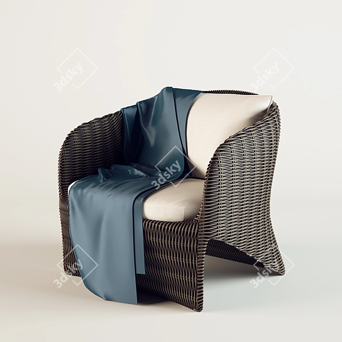 Marine P.1 Rattan Armchair: Elegant Design, Superior Comfort 3D model image 2