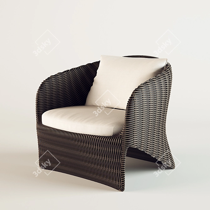 Marine P.1 Rattan Armchair: Elegant Design, Superior Comfort 3D model image 3