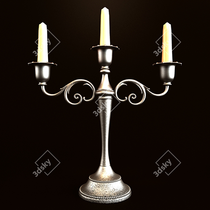 Elegant Alloy Candle Holder 3D model image 1