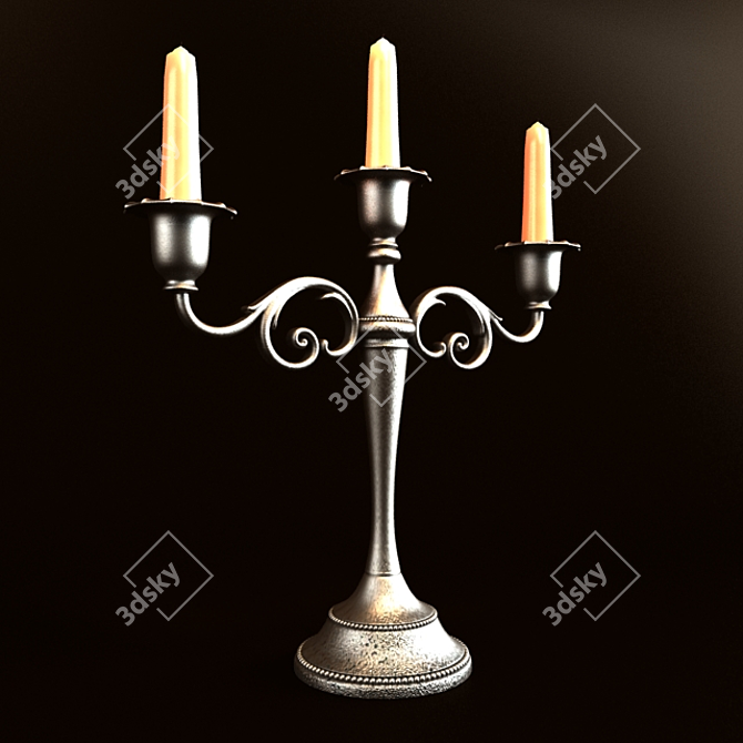 Elegant Alloy Candle Holder 3D model image 3