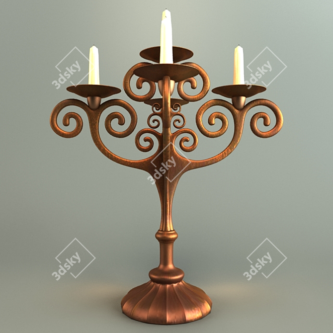 Retro Copper Candle Holder 3D model image 1