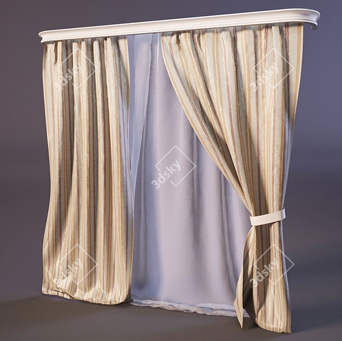 Elegant Window Blind 3D model image 1