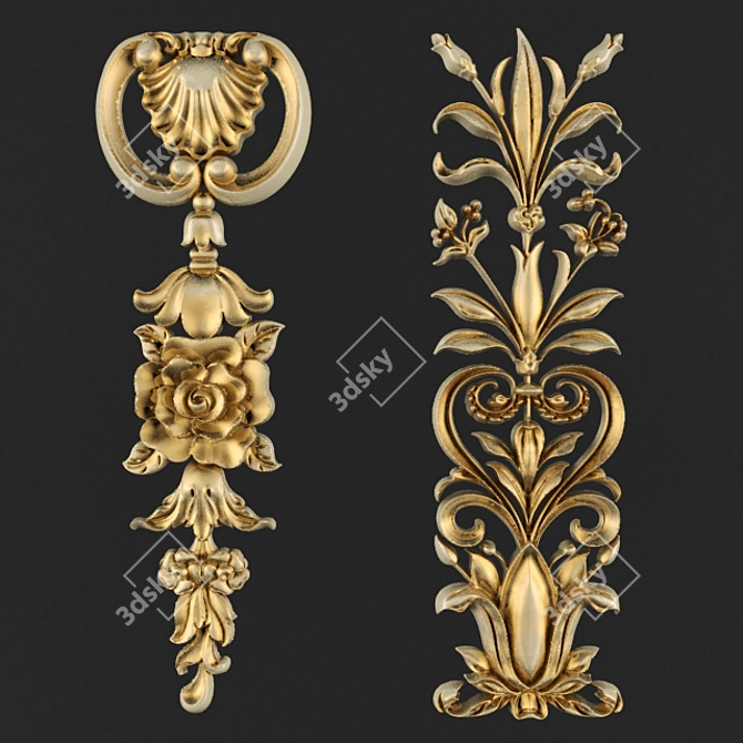 Elegant Carved Molding Decor 3D model image 1