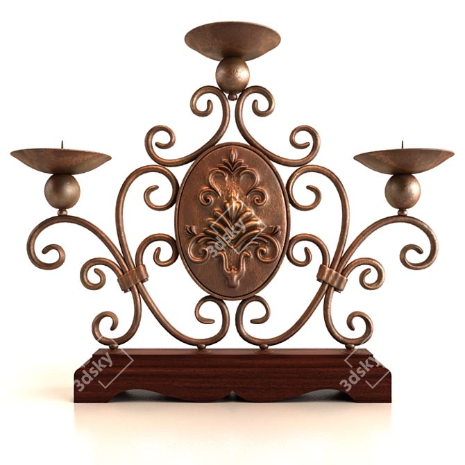 Elegant Copper Candle Holder 3D model image 1