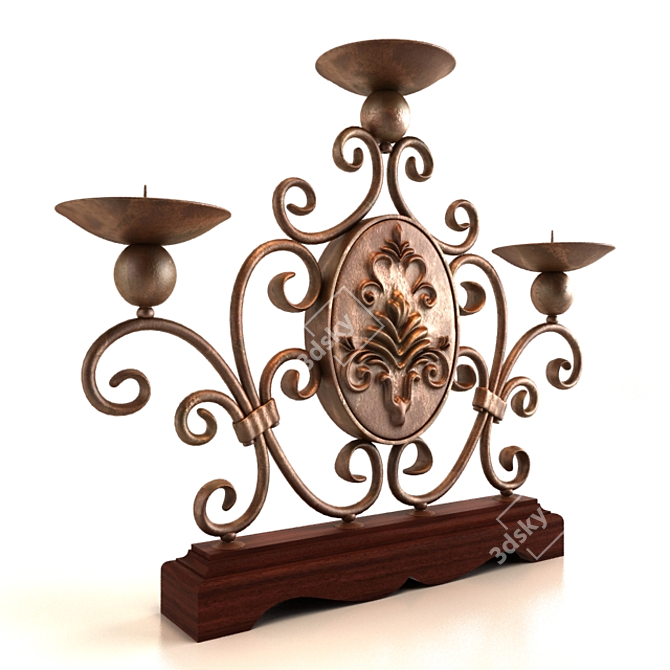 Elegant Copper Candle Holder 3D model image 2