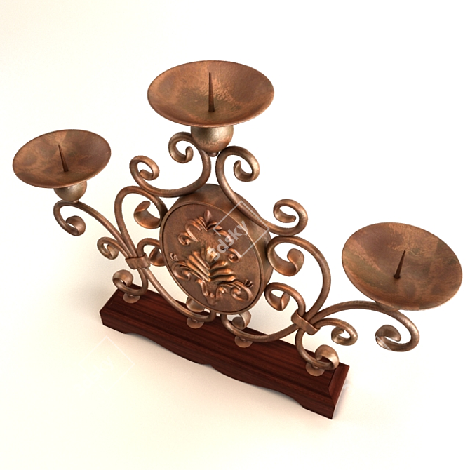 Elegant Copper Candle Holder 3D model image 3