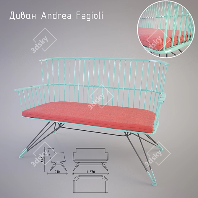 Modern Fiberglass Sofa by Andrea Fagioli 3D model image 1