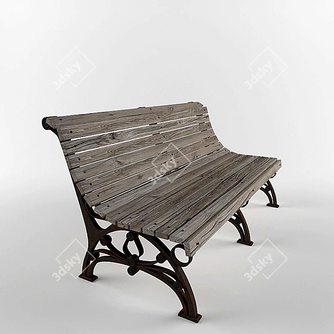 Vintage Ethnic Bench 3D model image 2