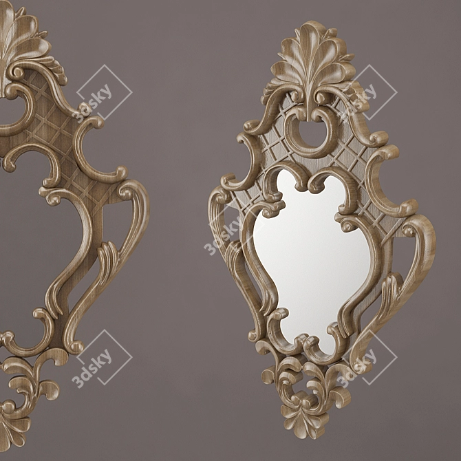 Rustic Wood Mirror Frame 3D model image 1