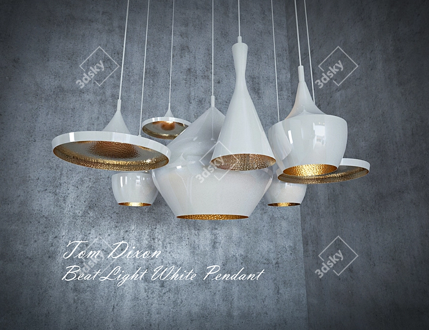 Elegant White Pendant Lighting 3D model image 1