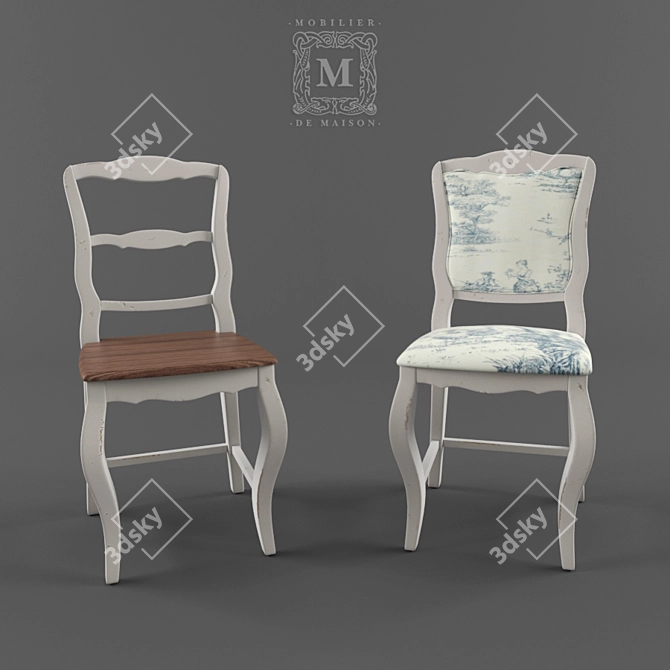 Elegant Provence Chair: Artisan-made, Timeless 3D model image 1