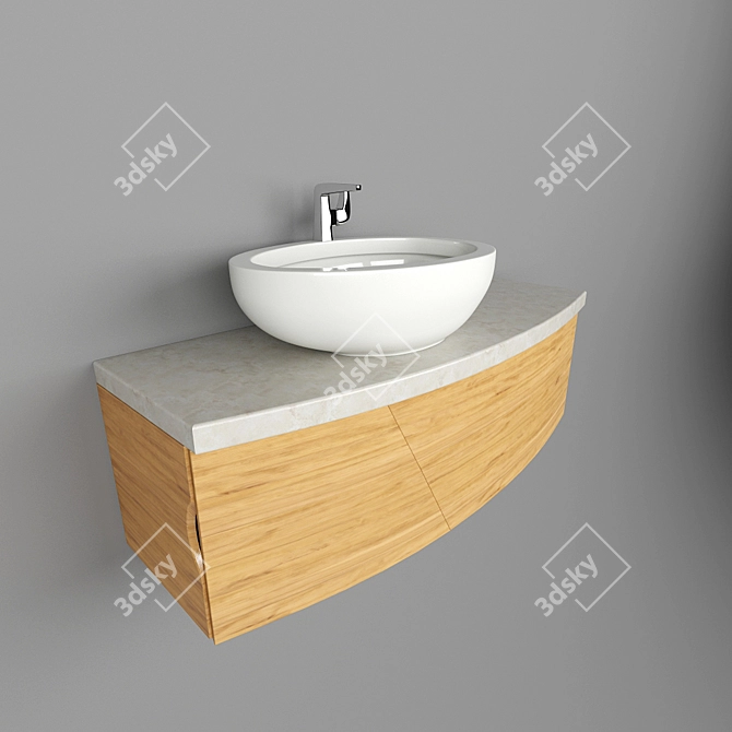 Stylish Sink with Cabinet 3D model image 1