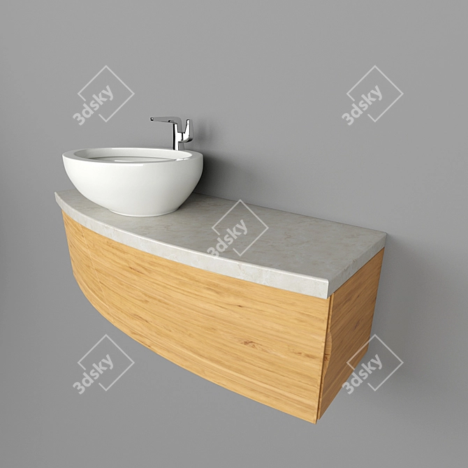 Stylish Sink with Cabinet 3D model image 2