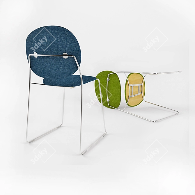 Elegant Olive Stackable Chair 3D model image 2