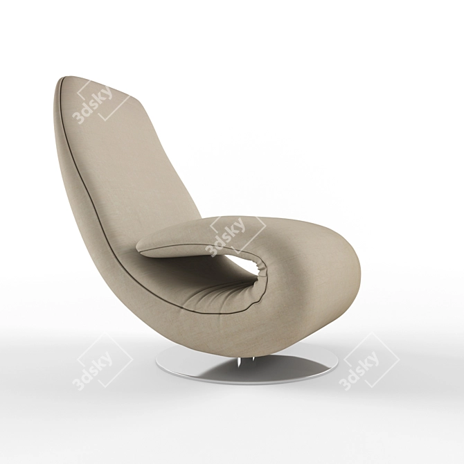 Elegant Curved Lounge Chair 3D model image 1