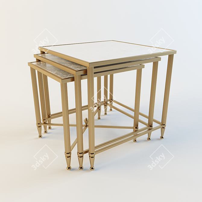 Vintage La Barge Brass Nesting Tables 3D model image 1