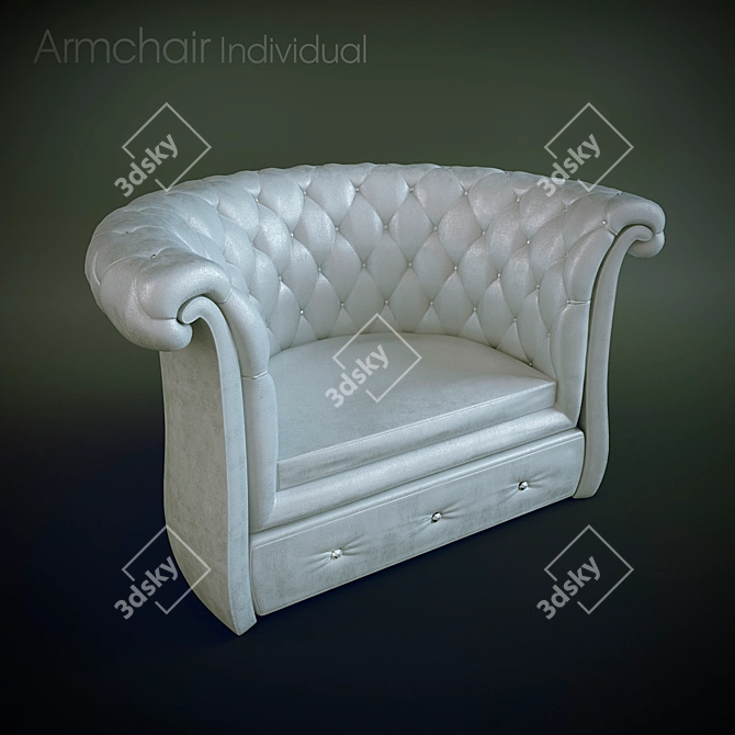 Custom White Leather Armchair 3D model image 1