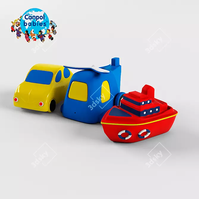 Splashy Playtime: Bath Toy Set 3D model image 1