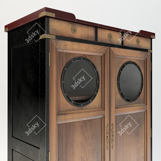 Nautical Charm: Authentic Models Porthole Cabinet 3D model image 2