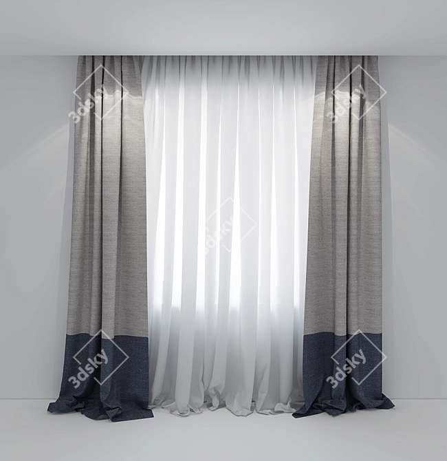 Elegant Drapery: Designer Curtains 3D model image 1