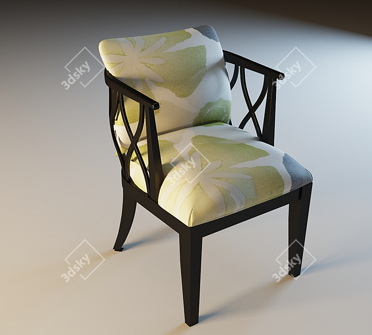 Elegantly Carved Wooden Chairs 3D model image 1