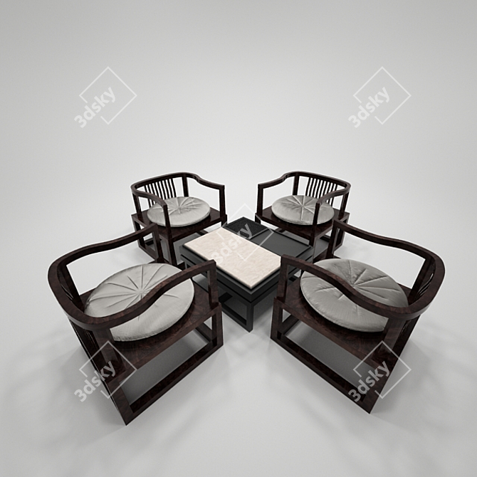 Elegant Bamboo Chinese Chair 3D model image 1