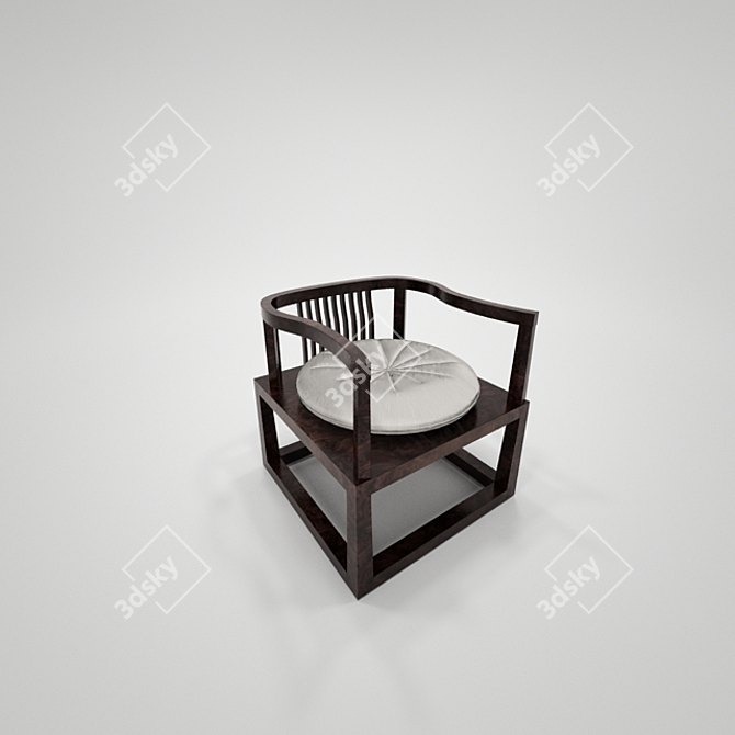 Elegant Bamboo Chinese Chair 3D model image 2