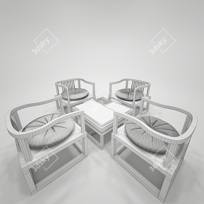 Elegant Bamboo Chinese Chair 3D model image 3