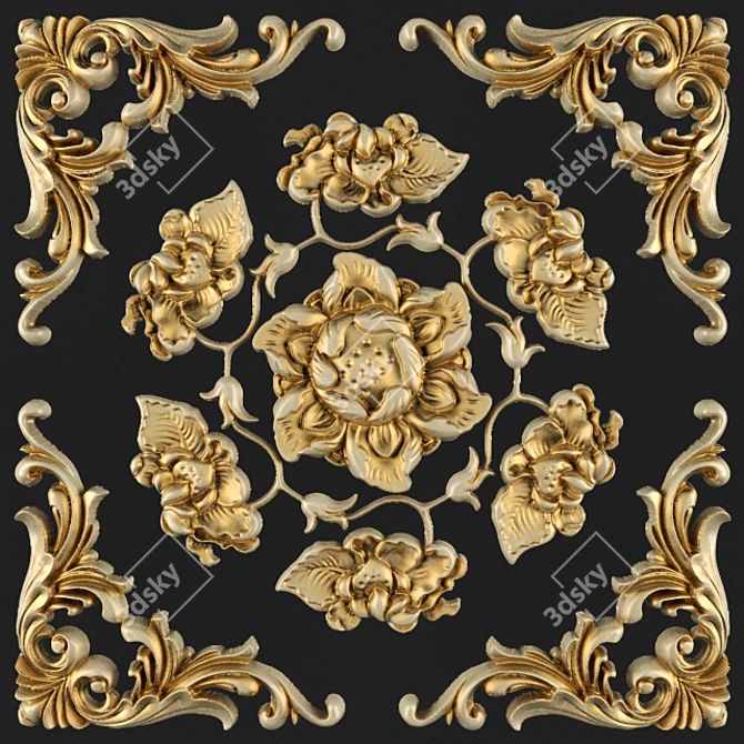 Elegant Ceiling Stucco 3D model image 1