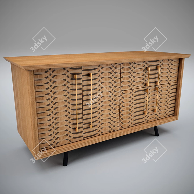 Wave Print Sideboard: A Graphic Fusion 3D model image 1