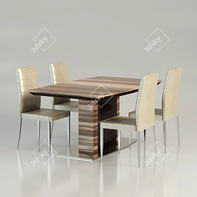 Modern Dining Set 3D model image 1