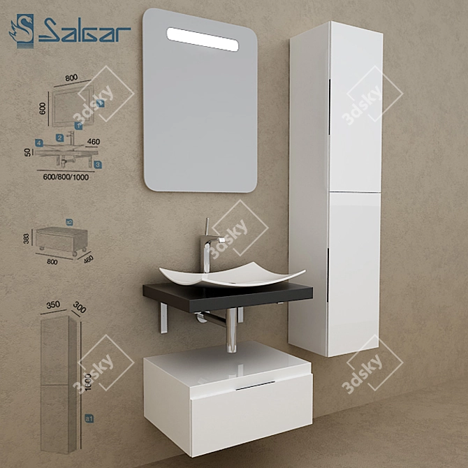 SALGAR VERSUS 600: Stylish & Efficient Bathroom Solution 3D model image 2