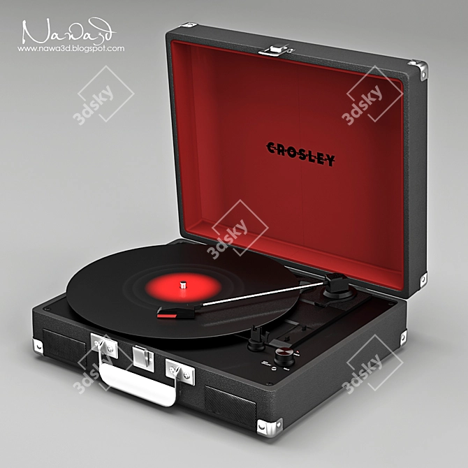 Vintage Vinyl Player: Crosley Turntable Cruiser 3D model image 2