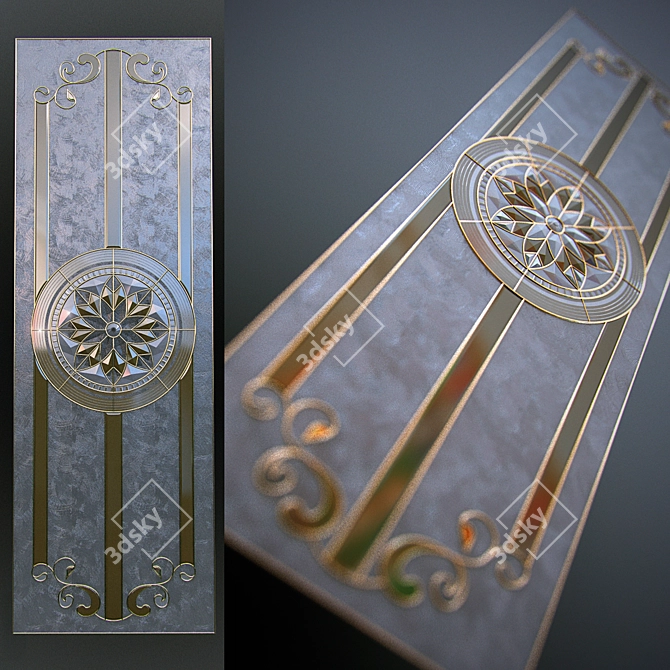 Elegant Stained Glass Panel 3D model image 1