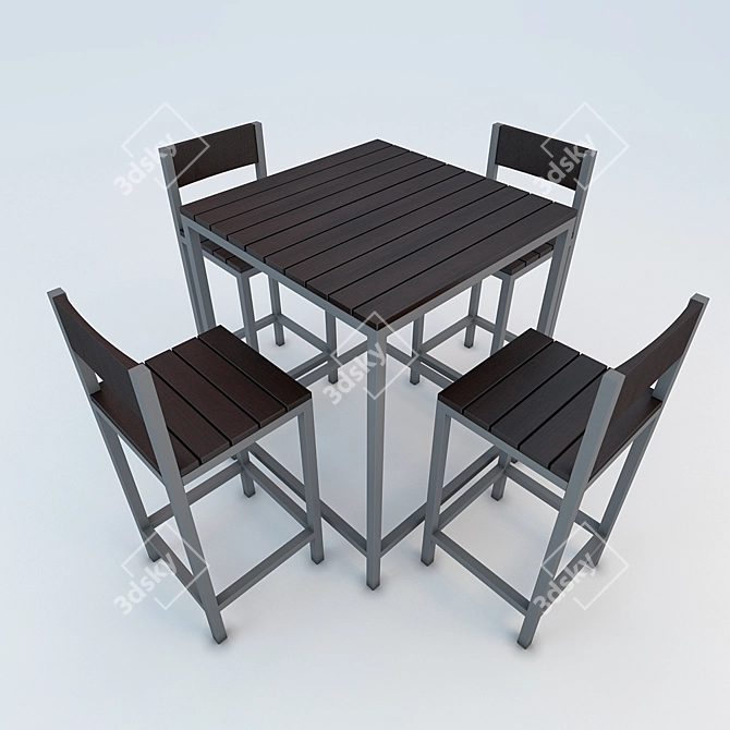 Essential Dining Set: Table & Chair 3D model image 1