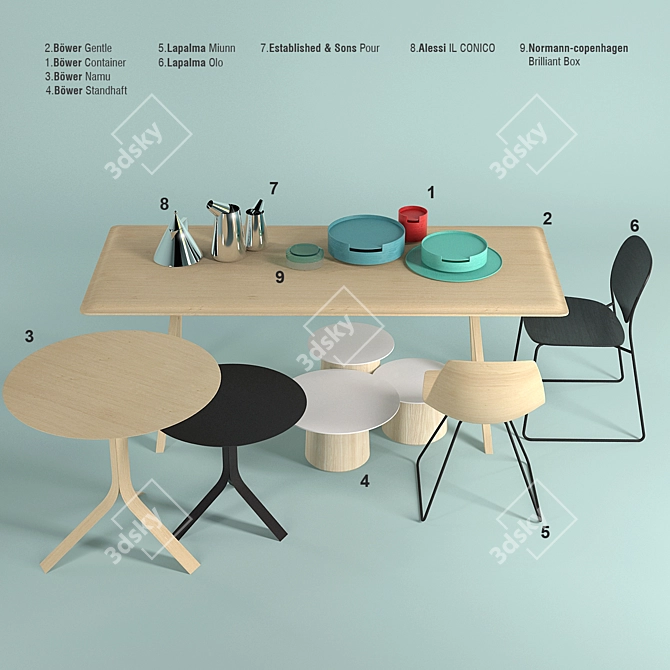 Modern Furniture Collection: Bower, lapalma, Established & Sons, Alessi, Normann Copenhagen 3D model image 1