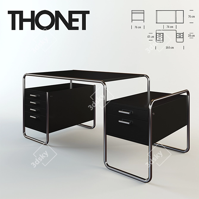 Sleek Thonet S 285/B117 Table Set 3D model image 1