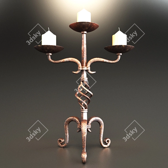 Elegant Iron Twist Candle Holder 3D model image 1