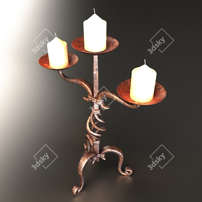 Elegant Iron Twist Candle Holder 3D model image 2