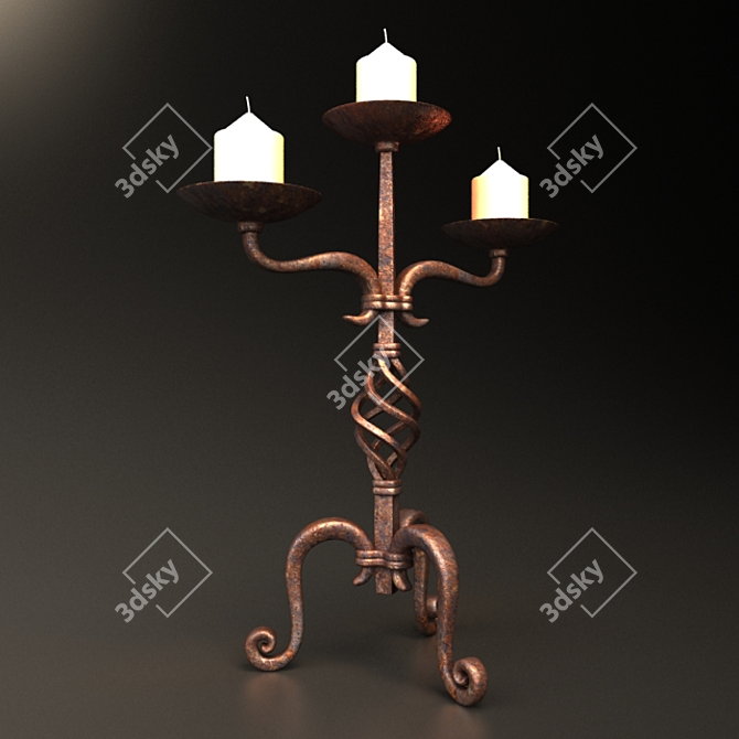 Elegant Iron Twist Candle Holder 3D model image 3