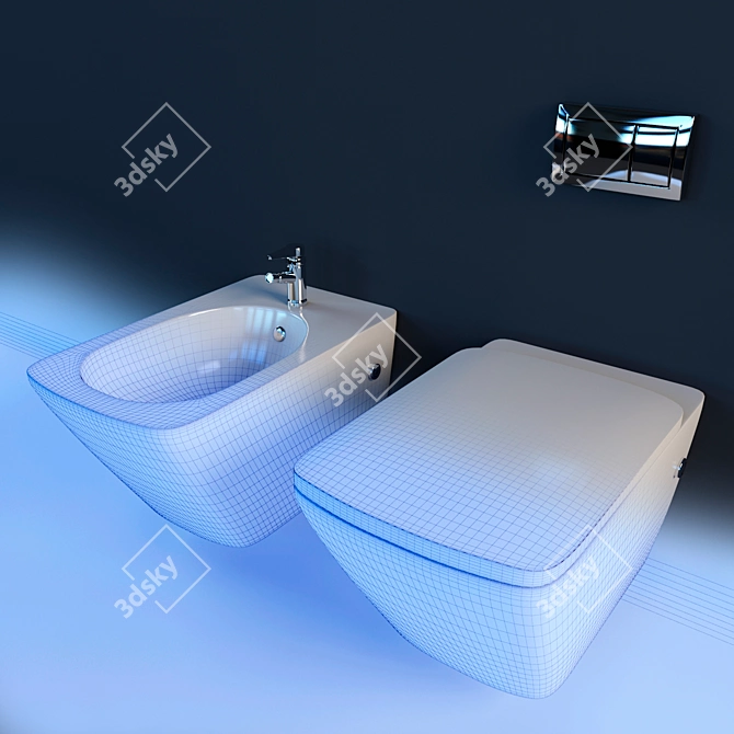 Escale Toilet and Bidet Set 3D model image 2