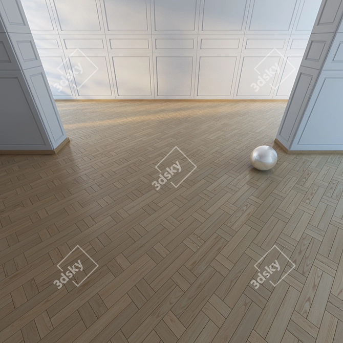 Swedish Twist: Ash & Walnut Parquet 3D model image 2