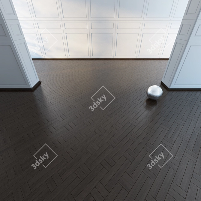 Swedish Twist: Ash & Walnut Parquet 3D model image 3