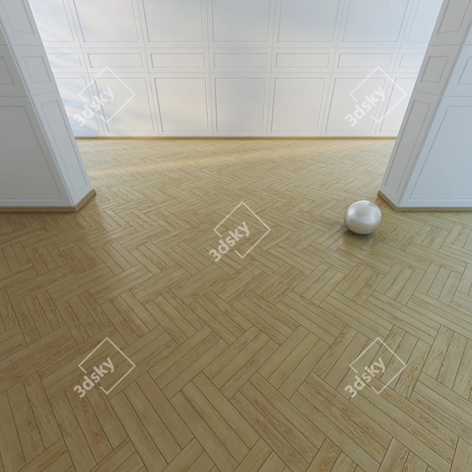 Title: Maple and Oak Triple Herringbone Parquet 3D model image 2