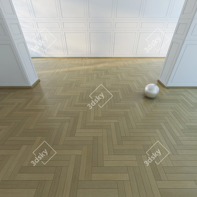 Versatile Parquet Flooring: Double Herringbone Pattern in Oak and Walnut 3D model image 2