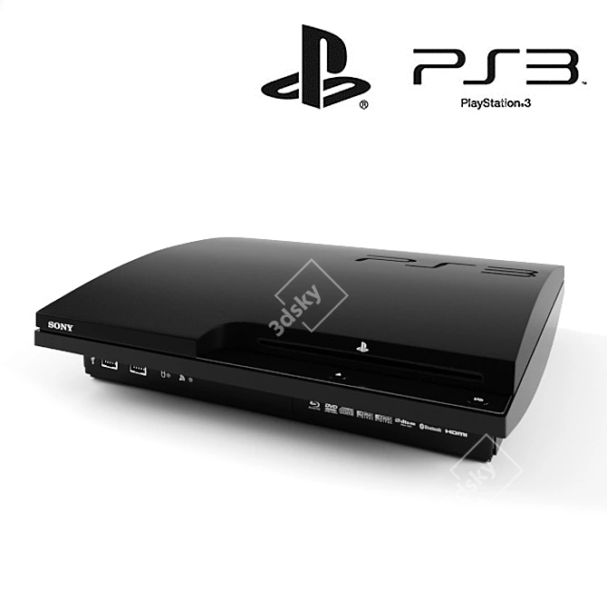 Title: Slim PlayStation 3: High-Polygon Model 3D model image 1