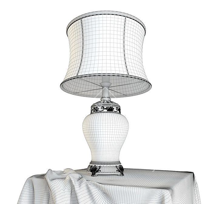 Silver Mosaic Table Lamp - Handcrafted Architectural Design 3D model image 3