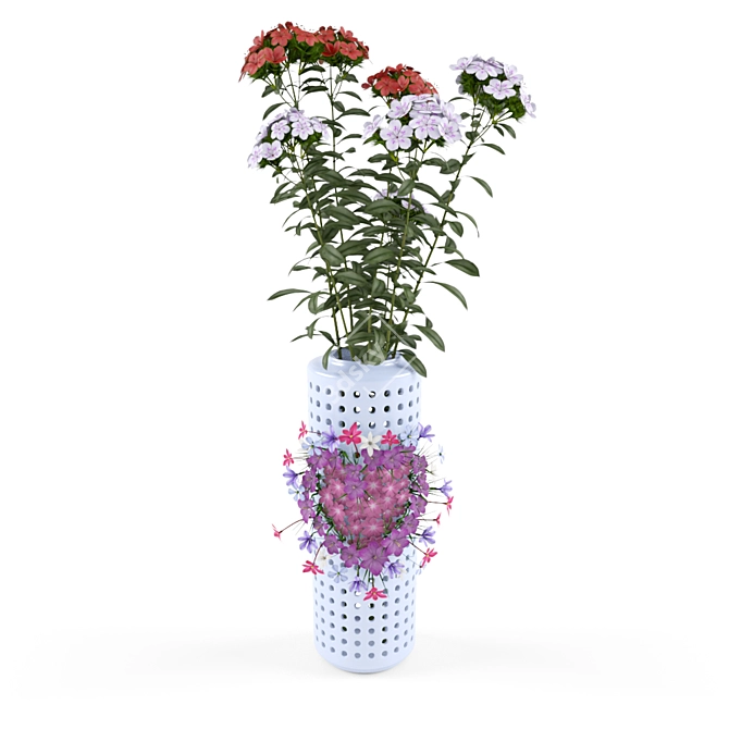 Floral Heart Vase 3D model image 1